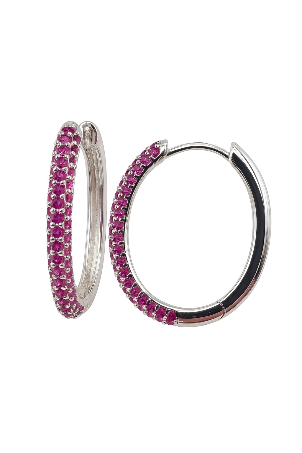 Ruby Blaze – Creolen aus 960 Argentium Silber