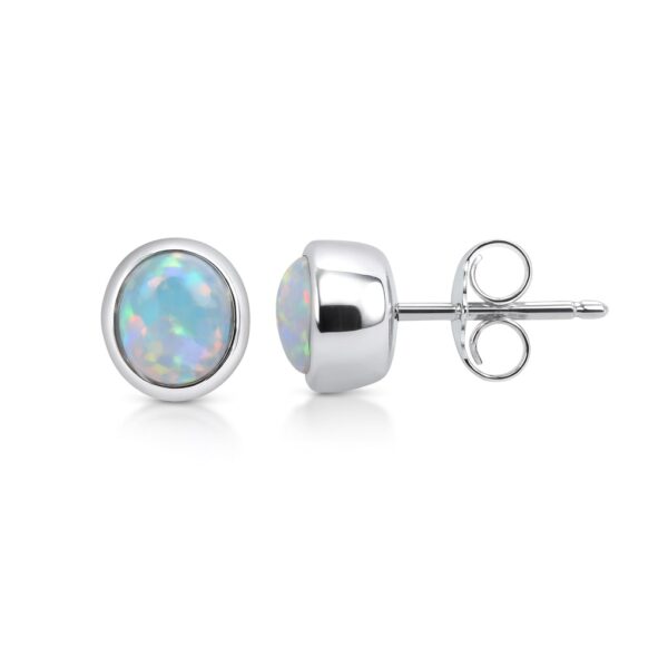 Opal Glow Round – Ohrstecker aus 960 Argentium Silber