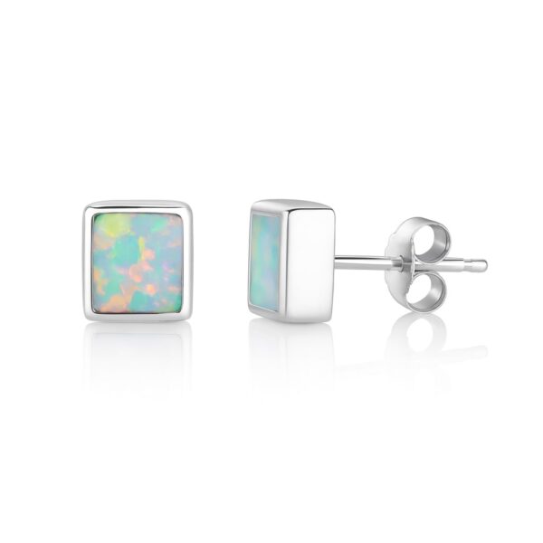 Opal Glow Square – Ohrstecker aus 960 Argentium Silber