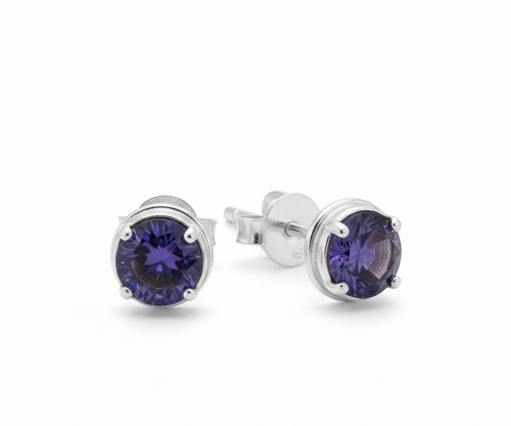 Deep Violet – Ohrstecker aus 960 Argentium Silber