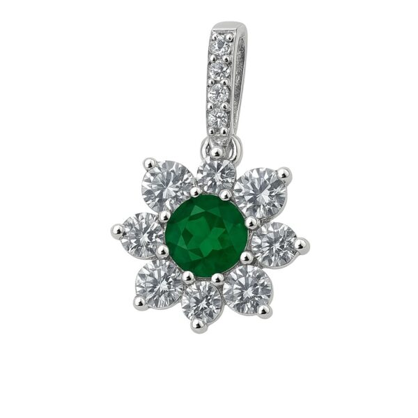 Anhänger „Emerald Bloom“ – 960 Argentium Silber