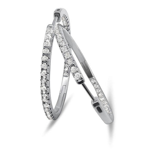 Creole mit Scharnier und weißen Zirkonias – 31 x 2 mm