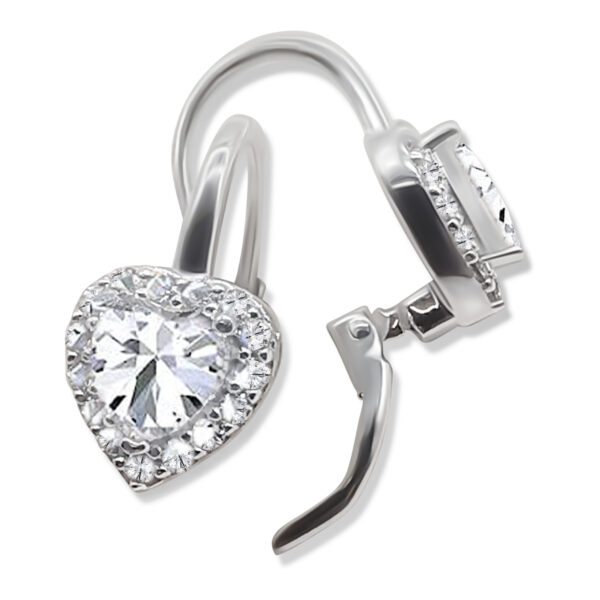Strahlende Herz-Ohrringe mit Klappverschluss – 17 mm hoch, 10 mm breit