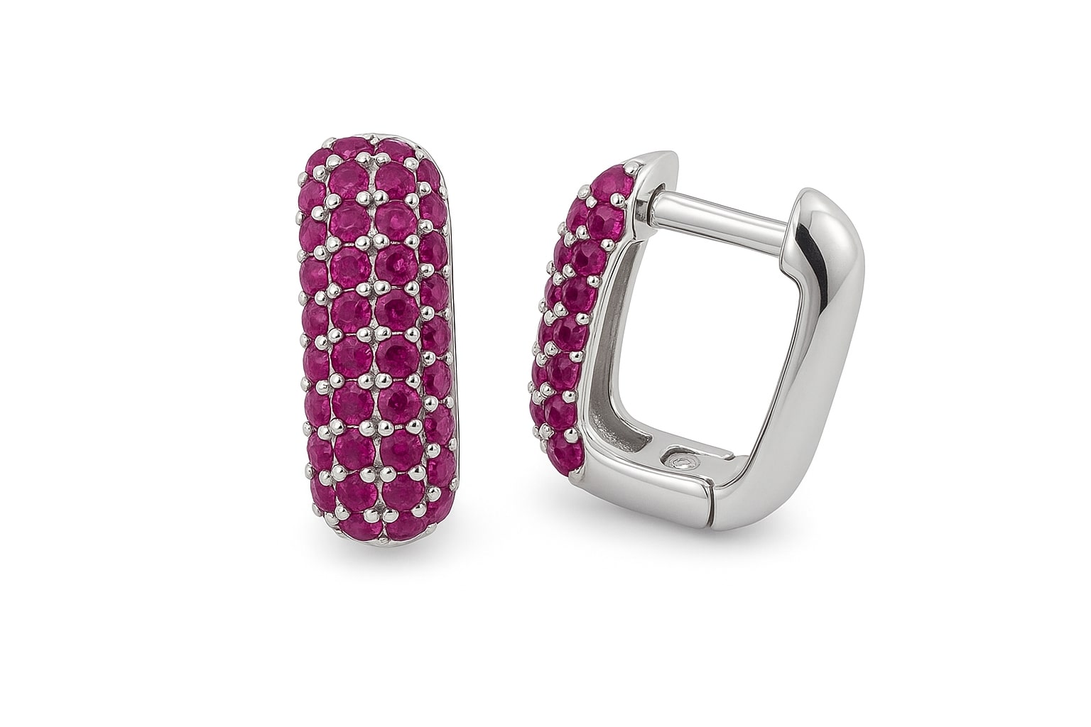 Creolen „Ruby Pavé Glow“ – 960 Argentium Silber