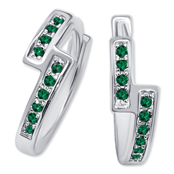 Lebendige Creolen mit grünen Zirkonias – 13 mm hoch, 4 mm breit