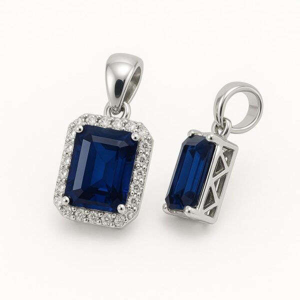 Anhänger „Sapphire Icon Halo“ – 960 Argentium Silber