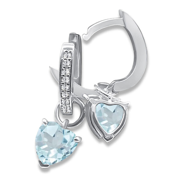 Creolen mit abnehmbarem Herz-Anhänger in Aqua – 21 mm Länge, 2 mm Breite