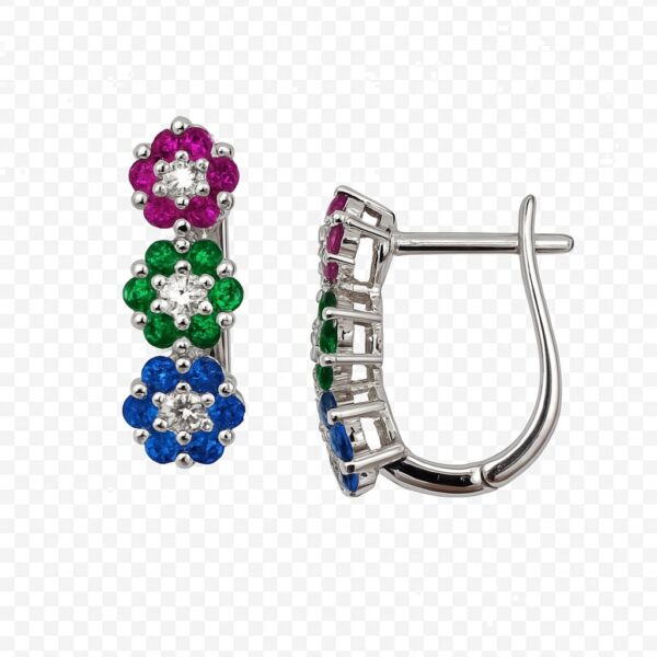 Petal Radiance – Multicolor Ohrstecker aus 960 Argentium Silber