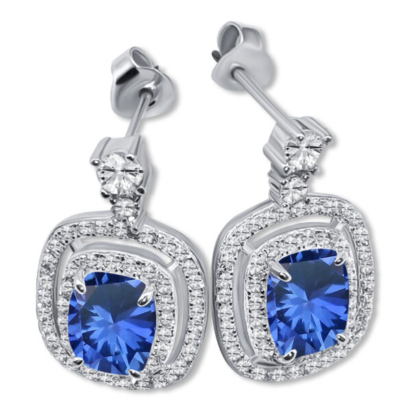 Ohrstecker mit blauem Spinell und Zirkonias – 20 x 12 mm