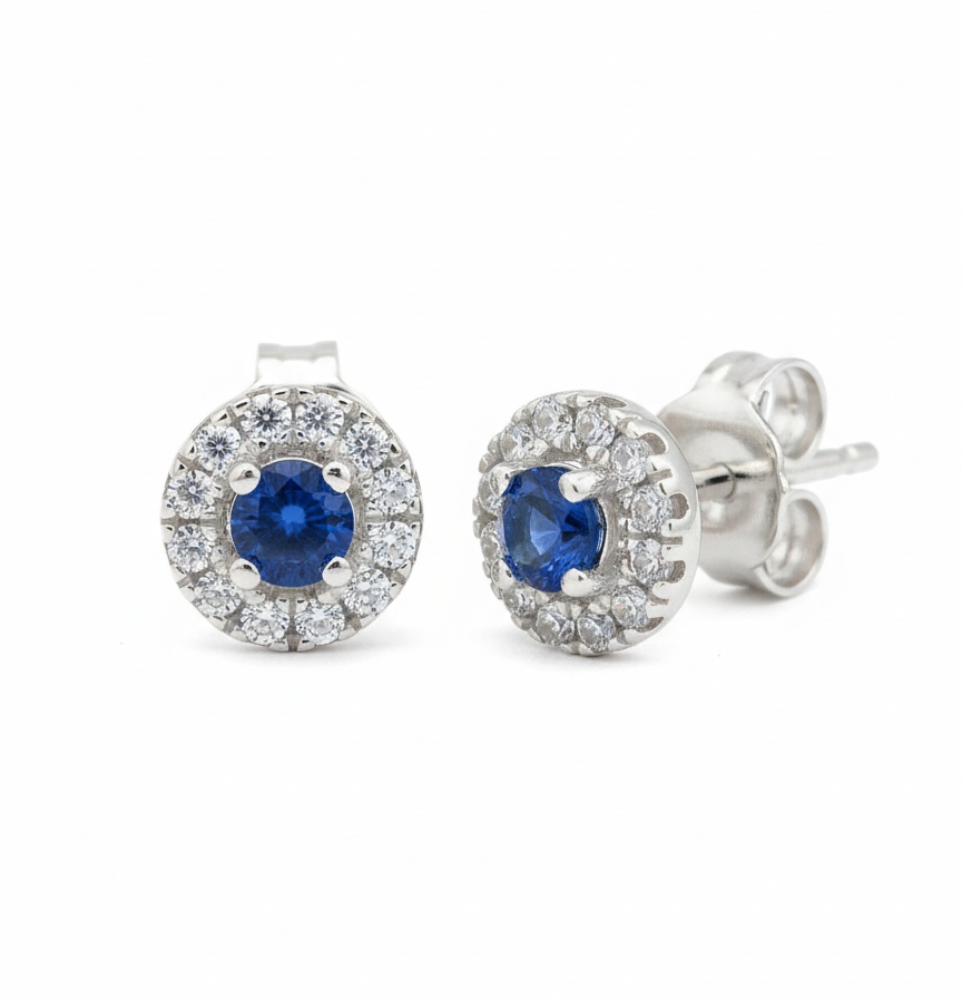Ohrstecker „Blue Halo Grace“ – 960 Argentium Silber
