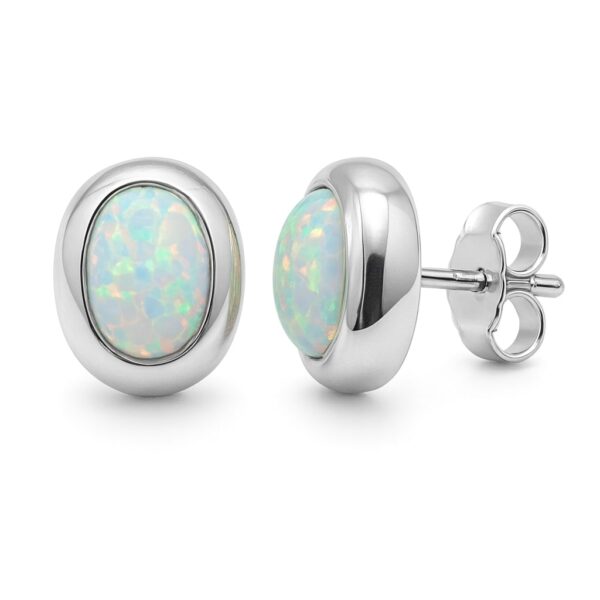 Opal Glow Oval – Ohrstecker aus 960 Argentium Silber