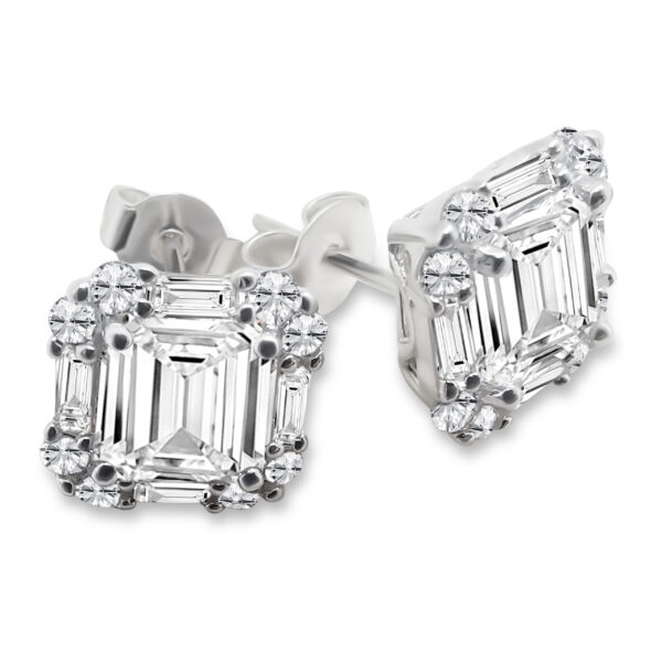 Quadratische Ohrstecker mit Zirkonias – 9 x 9 mm