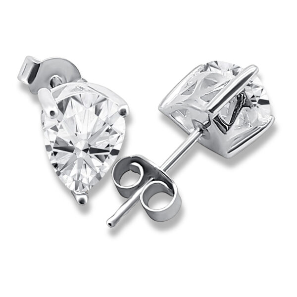 Weiße Zirkonia Tropfen-Ohrstecker – 9 x 6 mm