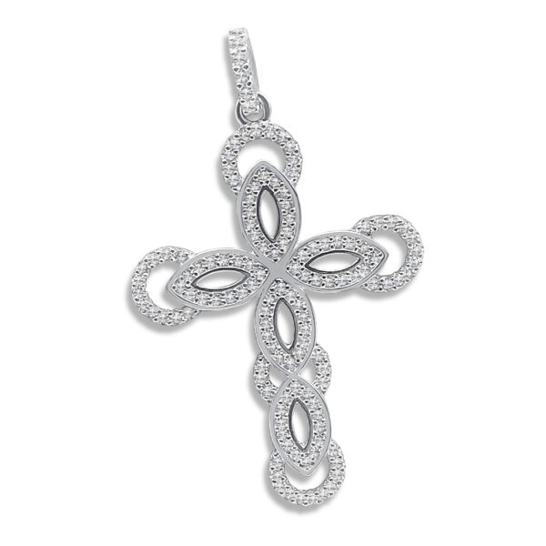 Kreuzanhänger mit Zirkonia-Verzierungen – 44 x 26 mm