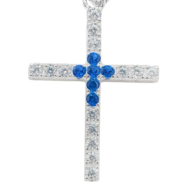 Sapphire Crosslight – Kreuzanhänger aus 960 Argentium Silber