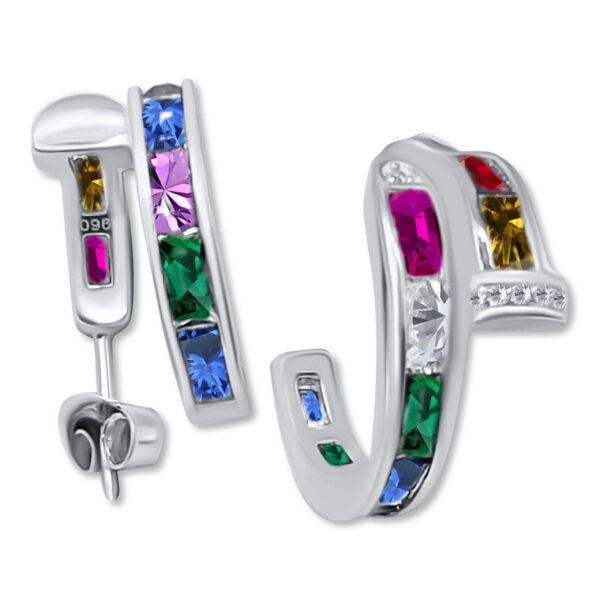 Ohrstecker mit bunten länglichen Zirkonias – 18 x 8 mm
