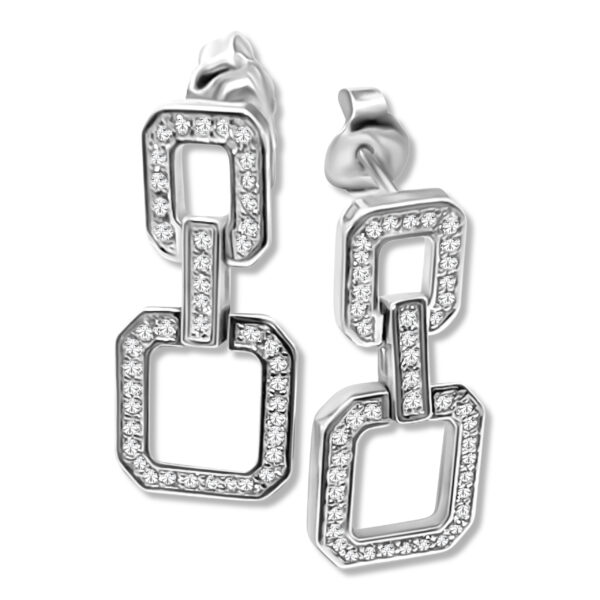 Bewegliche Ohrstecker mit weißen Zirkonias – 21 mm