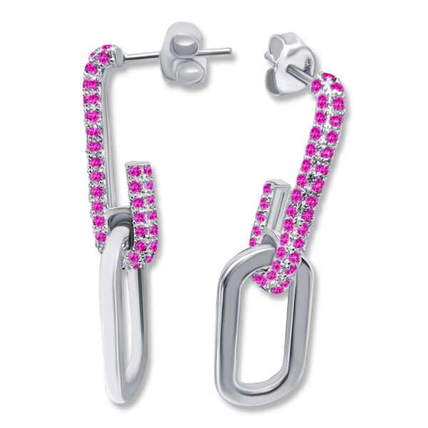 Elegante Ohrstecker mit rosa Zirkonia – 37 x 10 mm