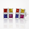 Color Cross Ohrstecker aus 960 Argentium Silber mit bunten Zirkonia