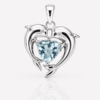 Dolphin Heart Sky Anhänger aus 960 Argentium Silber mit hellblauem Zirkonia in Herzform