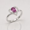 Heart of Rose Ring aus 960 Argentium Silber mit pinkfarbenem Zirkonia