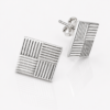 Linear Quadro quadratische Ohrstecker aus 960 Argentium Silber