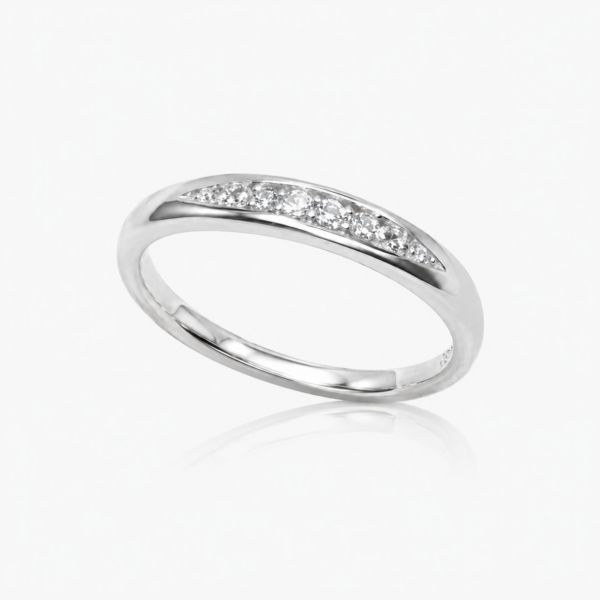Pure Arc Ring aus 960 Argentium Silber mit weißen Zirkonia