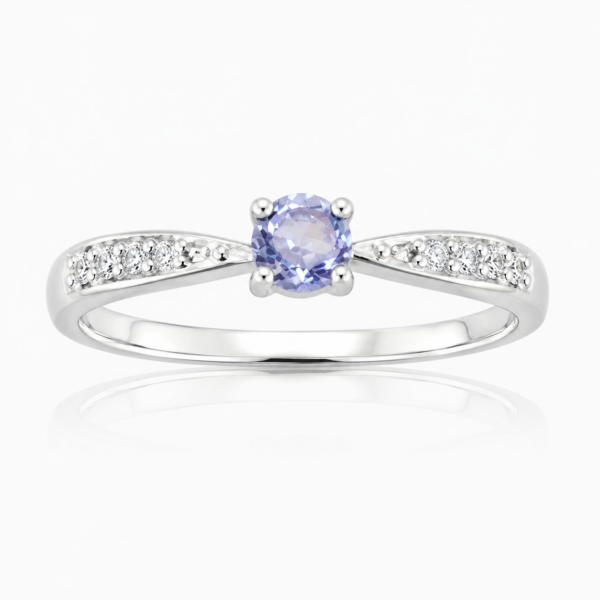 Violet Embrace Ring aus 960 Argentium Silber mit tansanitfarbenem Zirkonia
