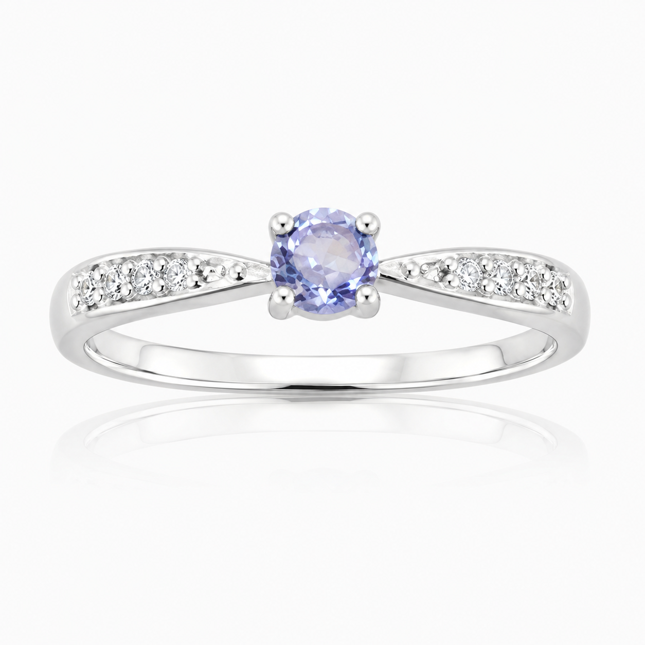 Violet Embrace Ring aus 960 Argentium Silber mit tansanitfarbenem Zirkonia