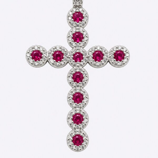 Divine Ruby – Kreuzanhänger aus 960 Argentium Silber