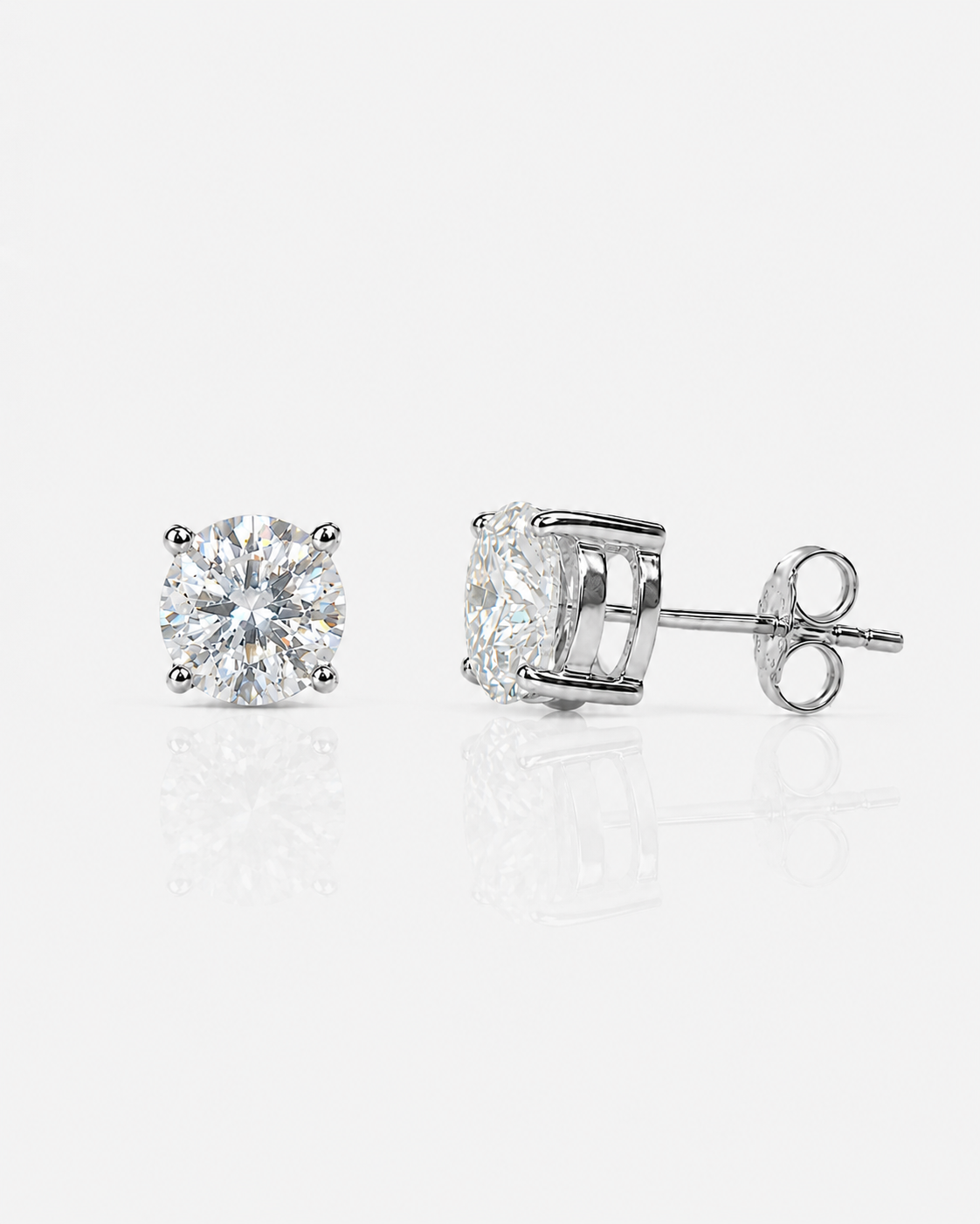 Moissanite Ohrstecker 4 mm aus 960 Argentium Silber