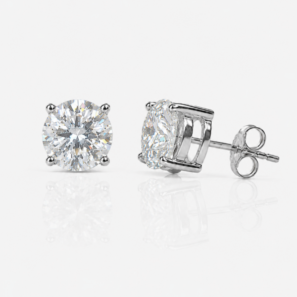 Moissanite Ohrstecker 5 mm aus 960 Argentium Silber
