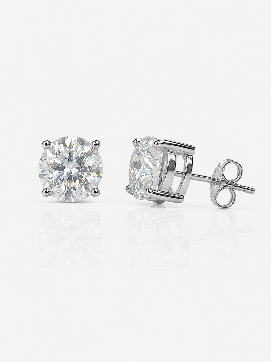 Moissanite Ohrstecker 5 mm aus 960 Argentium Silber