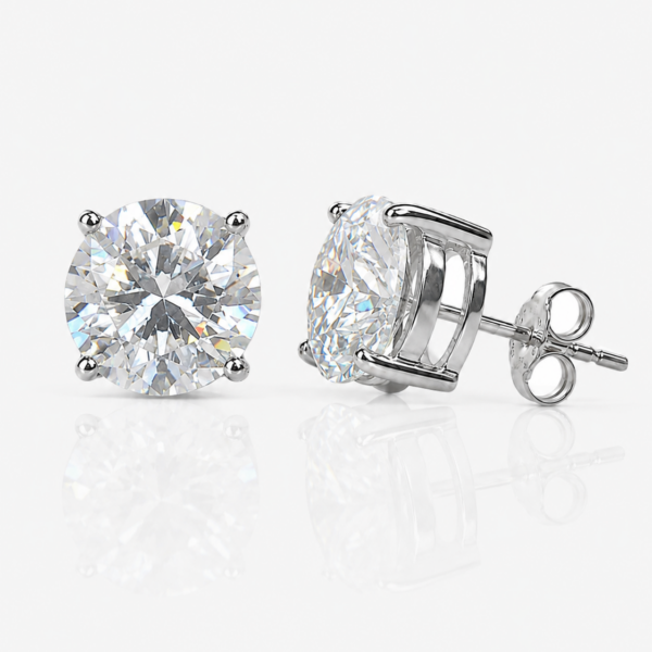 Moissanite Ohrstecker 6,5 mm aus 960 Argentium Silber