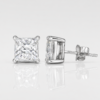 Quadratische Moissanite Ohrstecker 6 x 6 mm im Princess Cut aus 960 Argentium Silber
