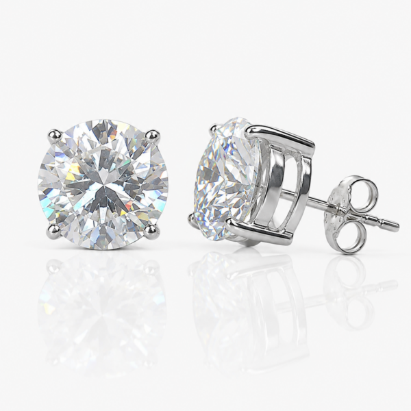 Moissanite Ohrstecker 8 mm aus 960 Argentium Silber
