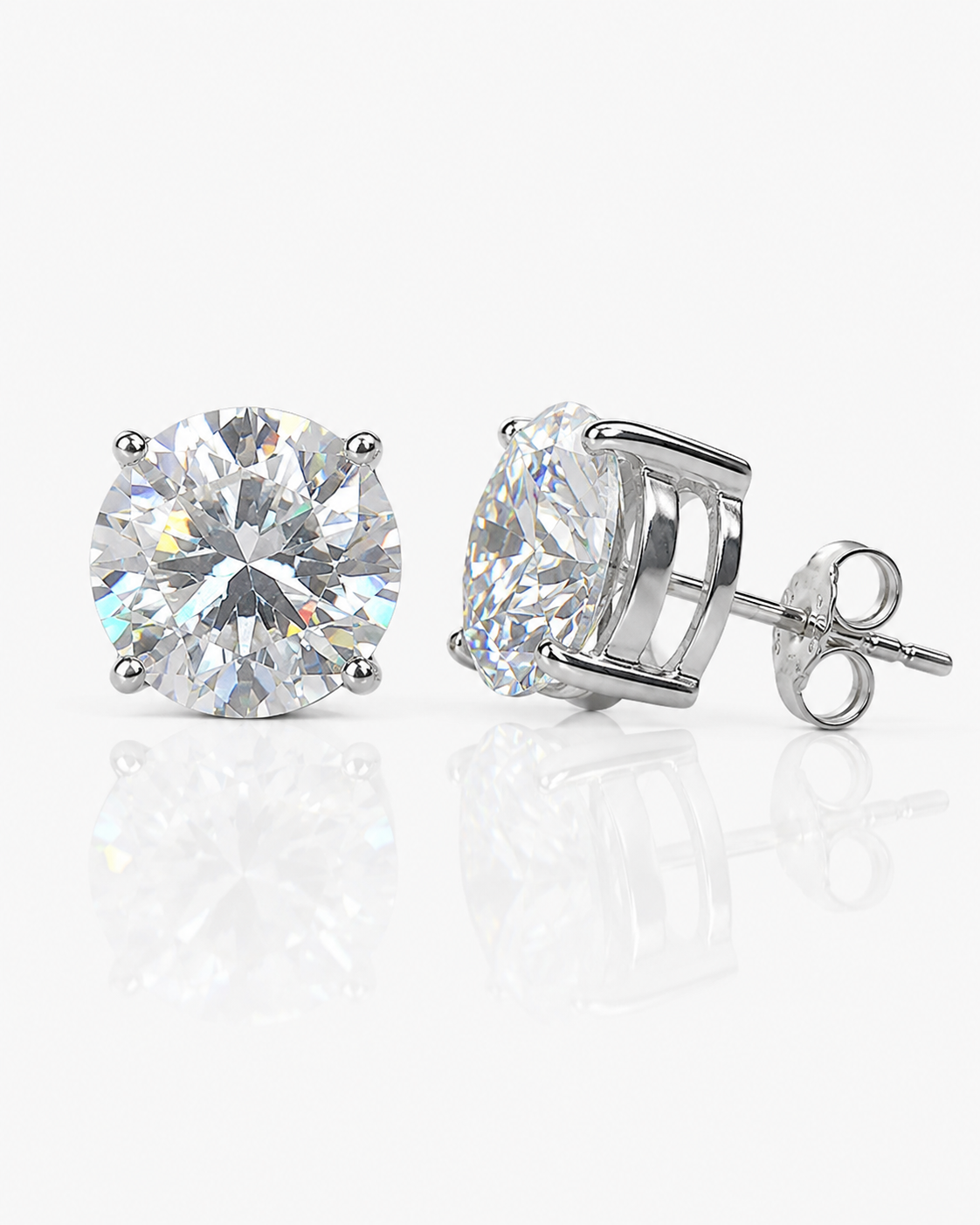 Moissanite Ohrstecker 8 mm aus 960 Argentium Silber