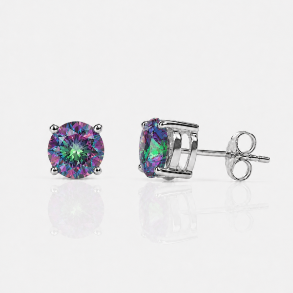 Mystic Zirkonia Ohrstecker 8 mm aus 960 Argentium Silber