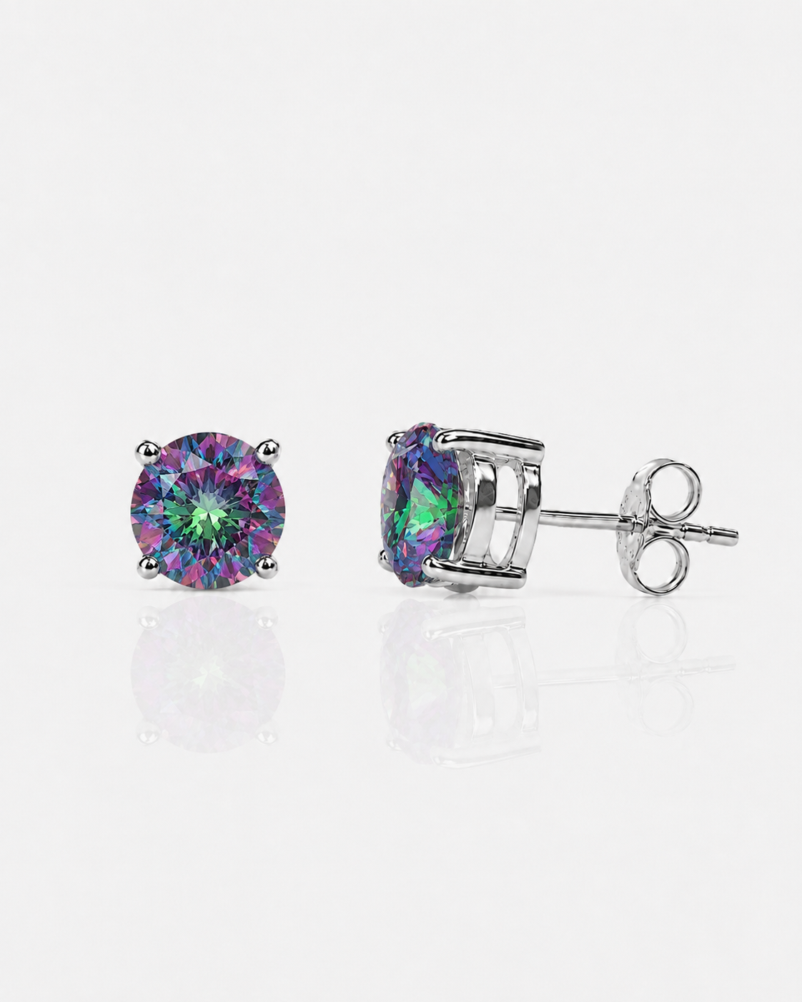 Mystic Zirkonia Ohrstecker 8 mm aus 960 Argentium Silber