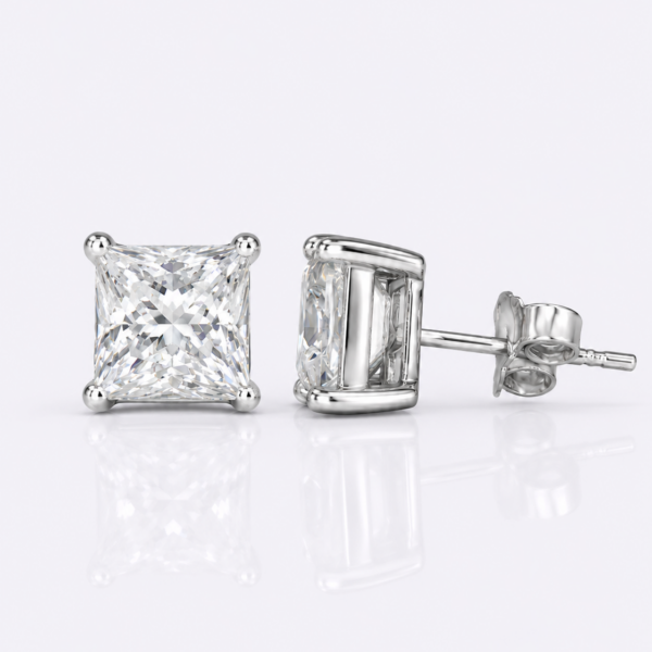 Moissanite Ohrstecker 6 x 6 mm im Princess Cut aus 960 Argentium Silber