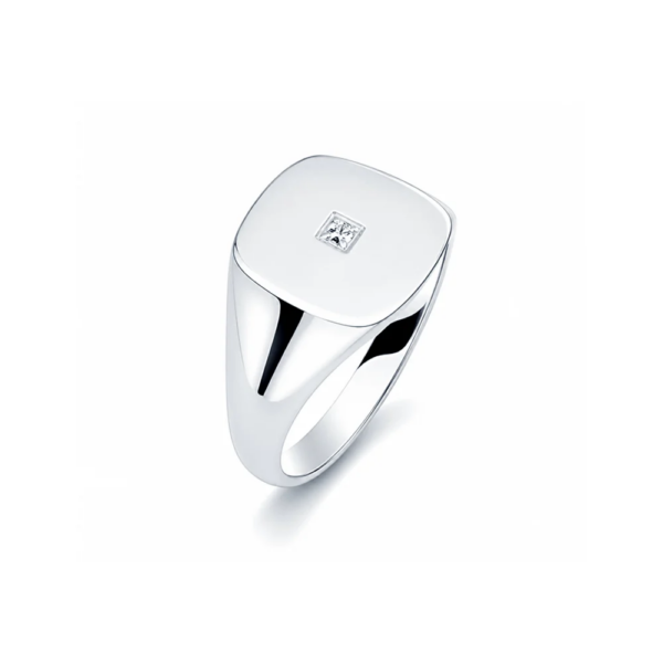 Diamond Core Siegelring aus 960 Argentium Silber mit echtem Diamanten