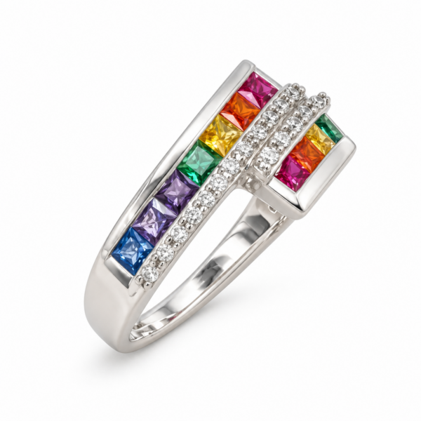 Color Symphony Ring aus 960 Argentium Silber in seitlicher Detailansicht