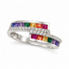 Color Symphony Ring aus 960 Argentium Silber mit mehrfarbigem und klarem Steinbesatz