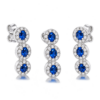Sapphire Trilogy Halo und Glow Trio Set: Anhänger und Ohrstecker-Paar in hellem Silberweiß mit saphirblauen Zirkonias